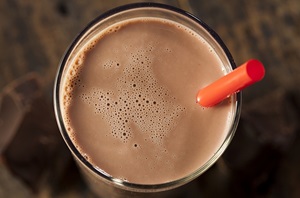chocolate milk with straw
